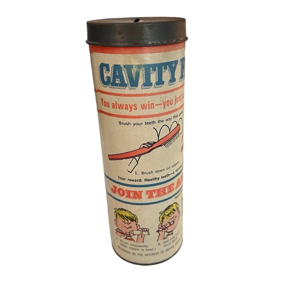 50s Bank "Cavity Fighter's Bank" Cartoonish graphics from Colgate Vintage Penny - Picture 3 of 13